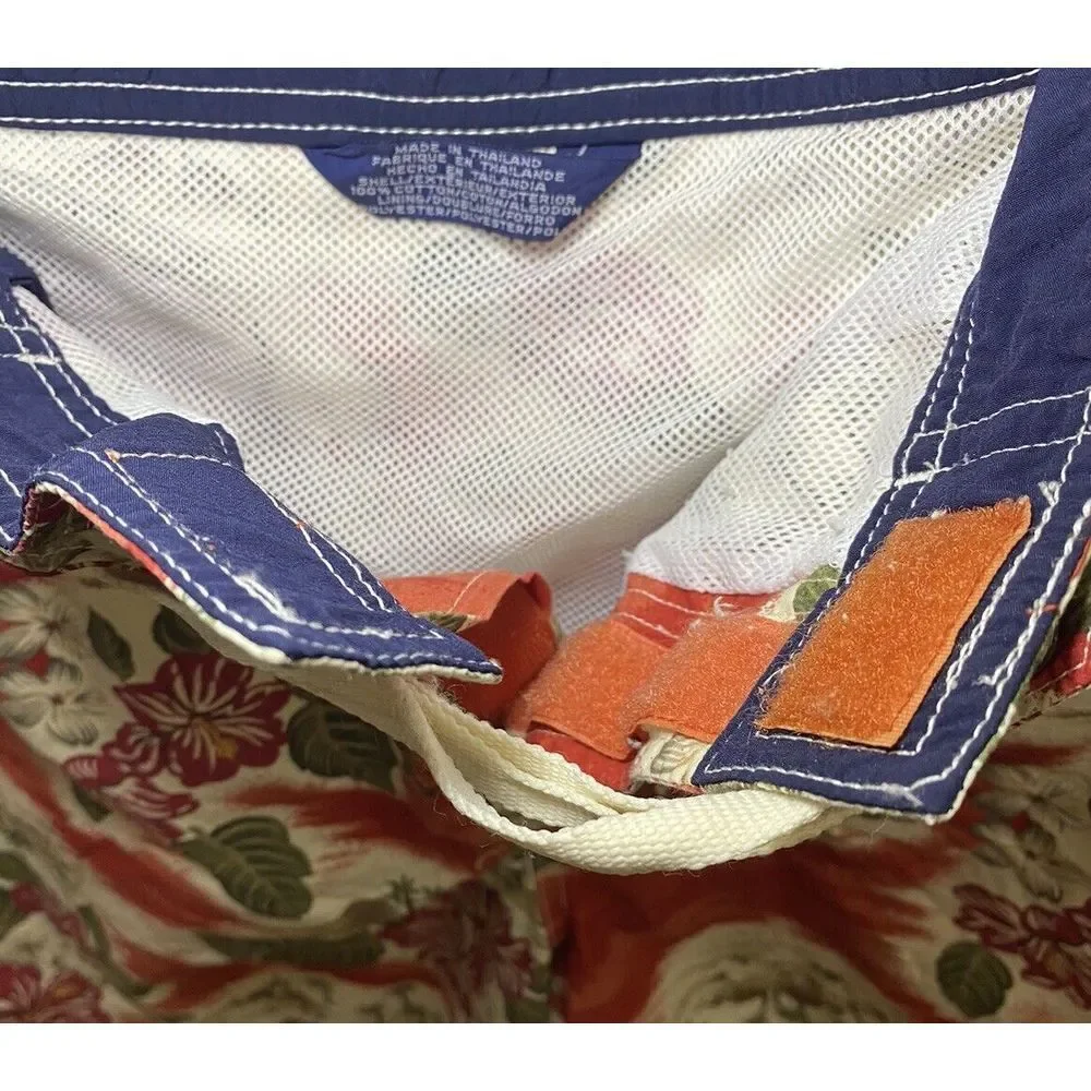 Tommy HilfigerHawaiian Floral Swim Trunks Beach Shorts Palm Trees Red White S‎